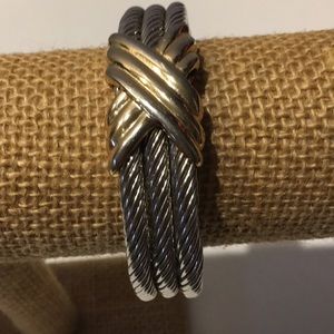 Vintage silver & gold tone twisted bangle bracelet